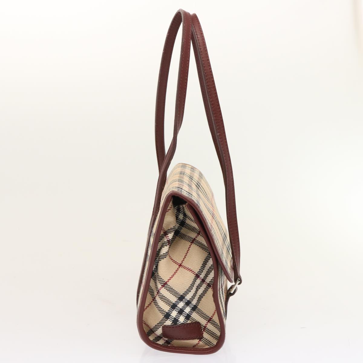 BURBERRY Nova Check Hand Bag Canvas Beige Auth 72404