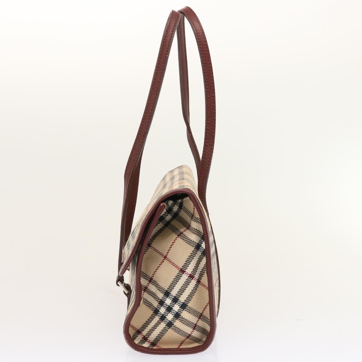 BURBERRY Nova Check Hand Bag Canvas Beige Auth 72404