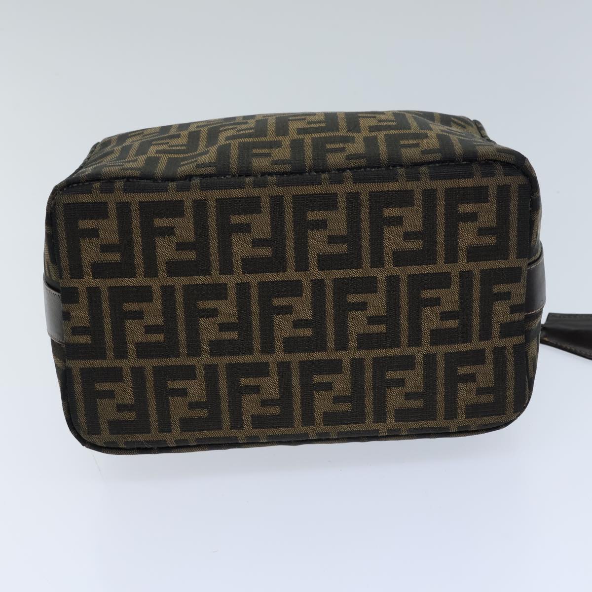 FENDI Zucca Canvas Vanity Cosmetic Pouch Brown Black Auth 72408