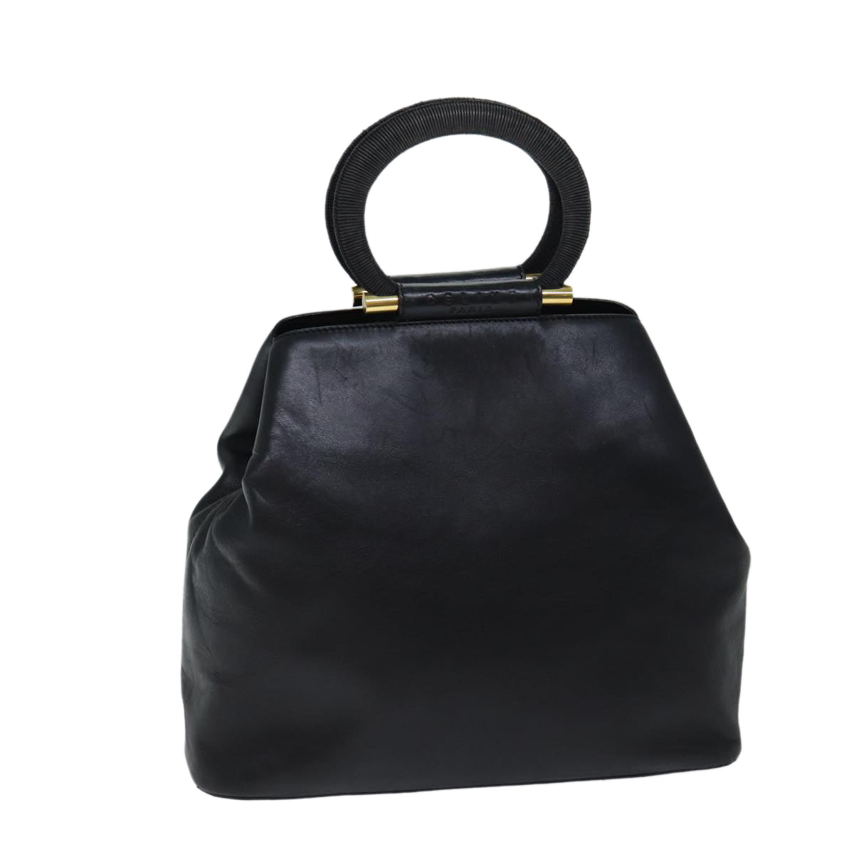 CELINE Hand Bag Leather Black Auth 72409