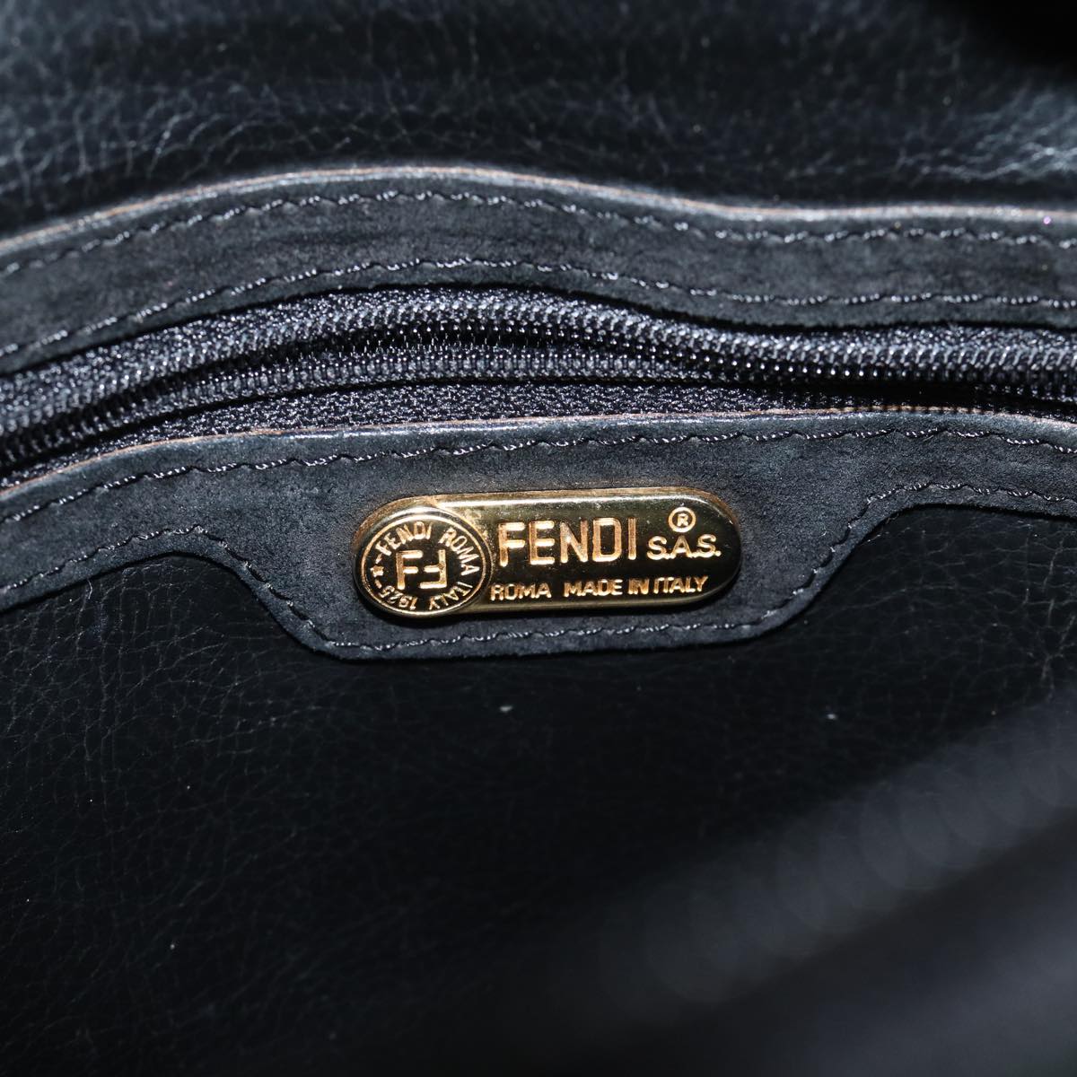 FENDI Hand Bag Suede Black Auth 72417