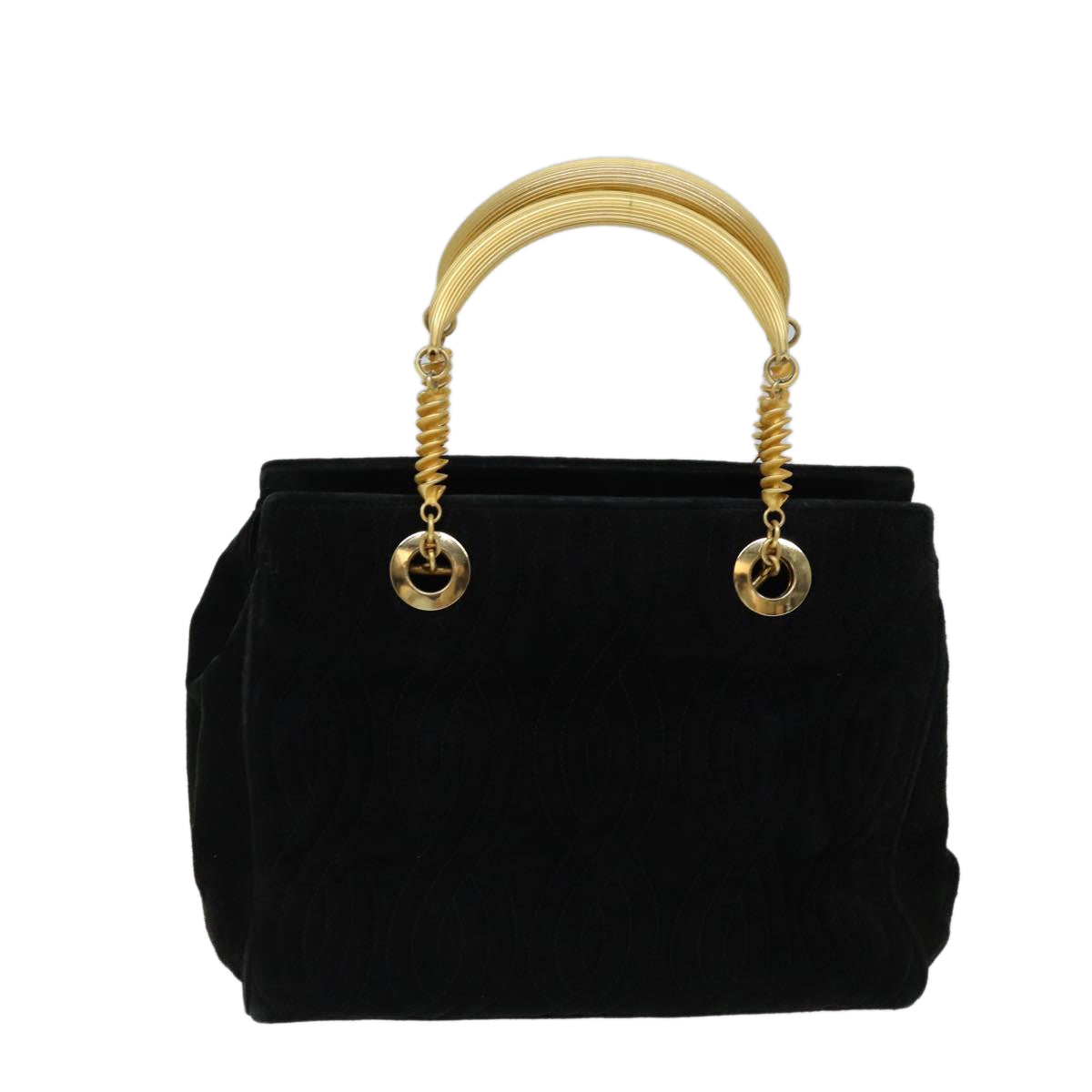 FENDI Hand Bag Suede Black Auth 72417