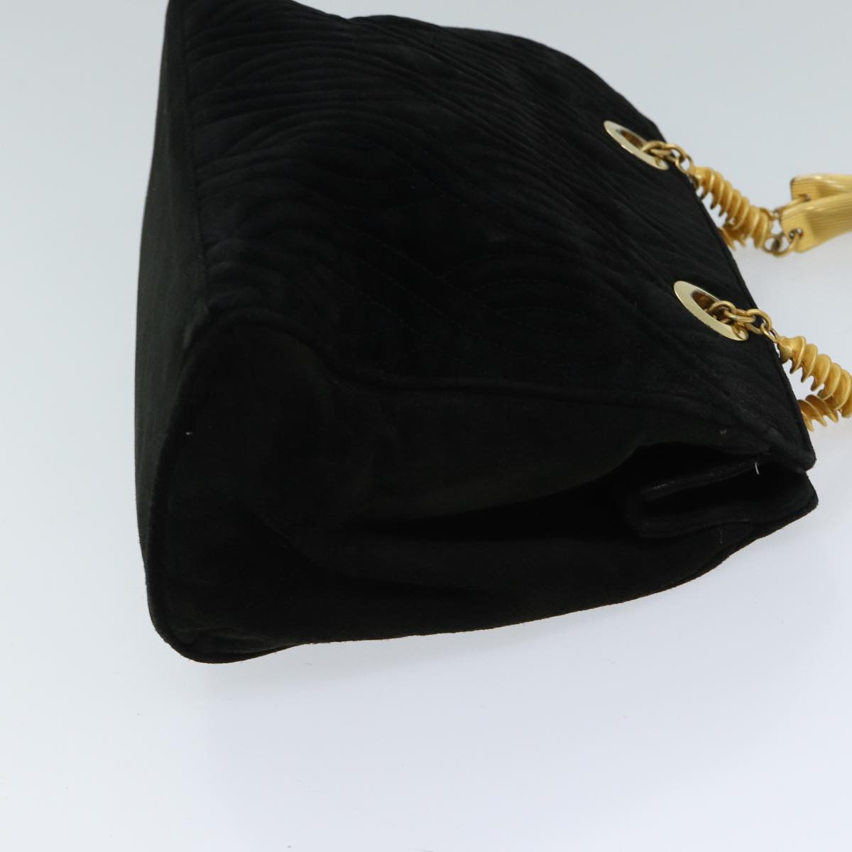 FENDI Hand Bag Suede Black Auth 72417