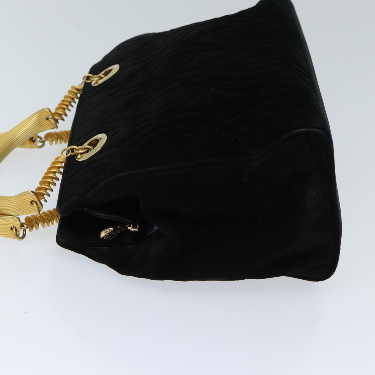 FENDI Hand Bag Suede Black Auth 72417