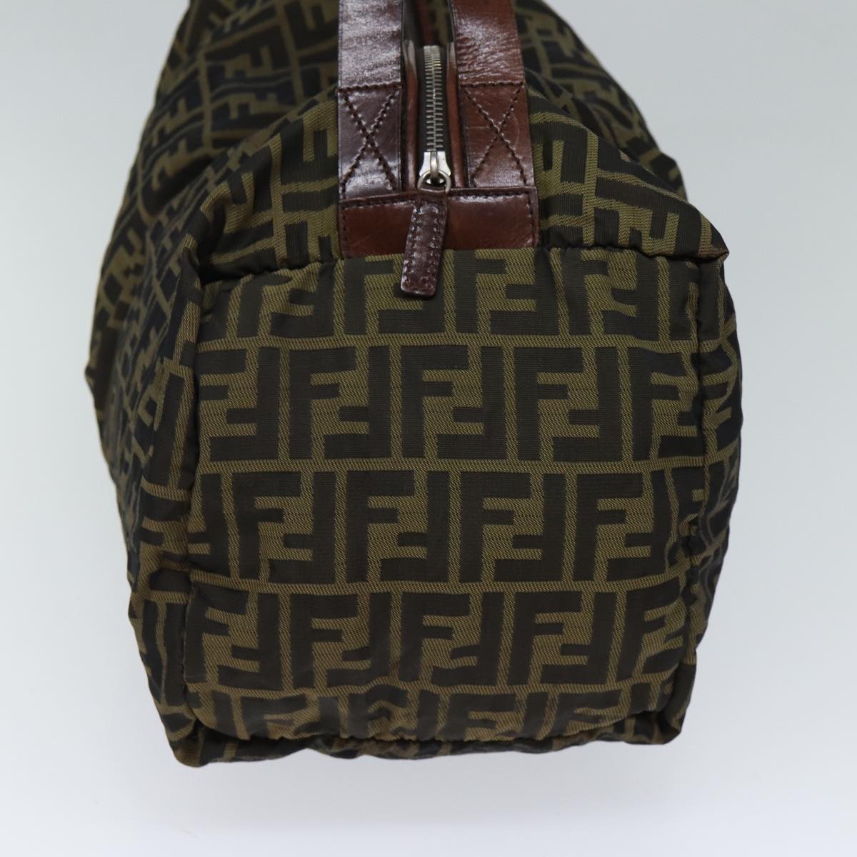 FENDI Zucca Canvas Shoulder Bag Brown Black Auth 72418