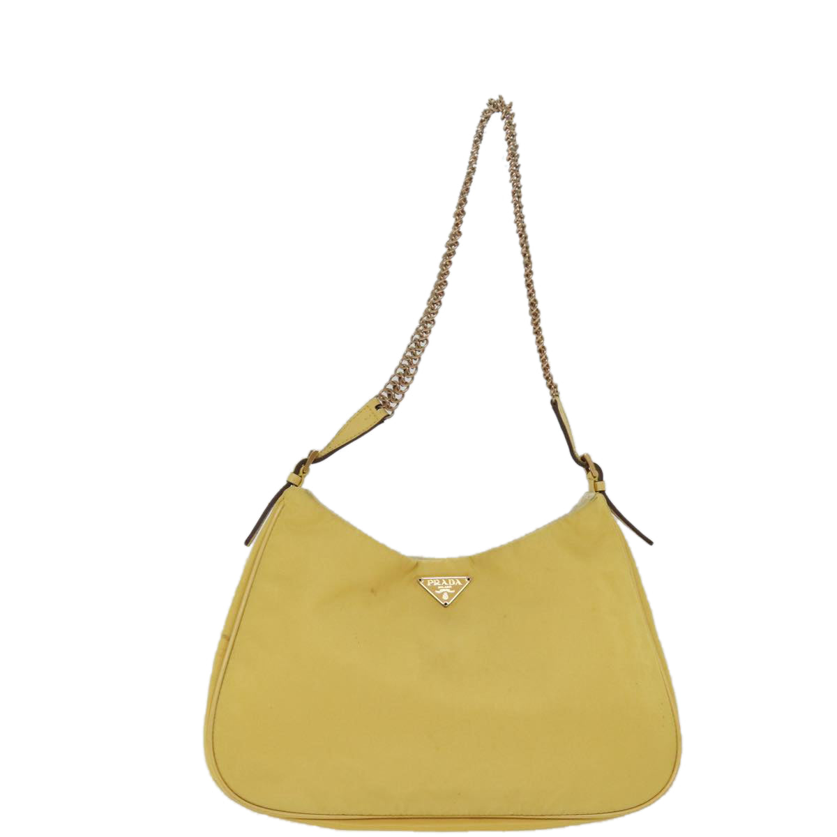 PRADA Chain Shoulder Bag Nylon Yellow Auth 72424 - 0