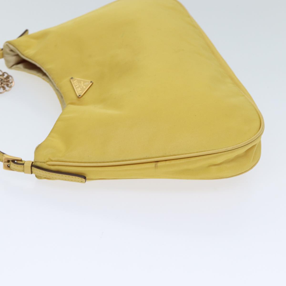 PRADA Chain Shoulder Bag Nylon Yellow Auth 72424