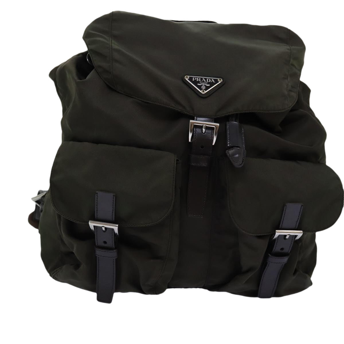 PRADA Backpack Nylon Khaki Auth 72425