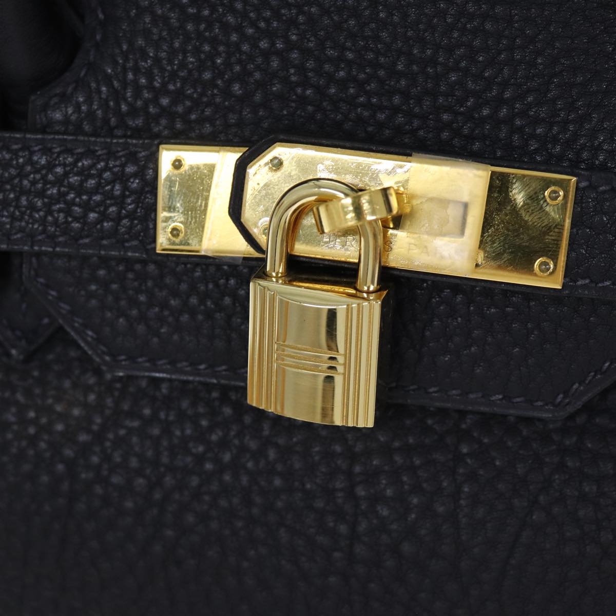 HERMES Birkin 35 Hand Bag Leather Navy Auth 72433S