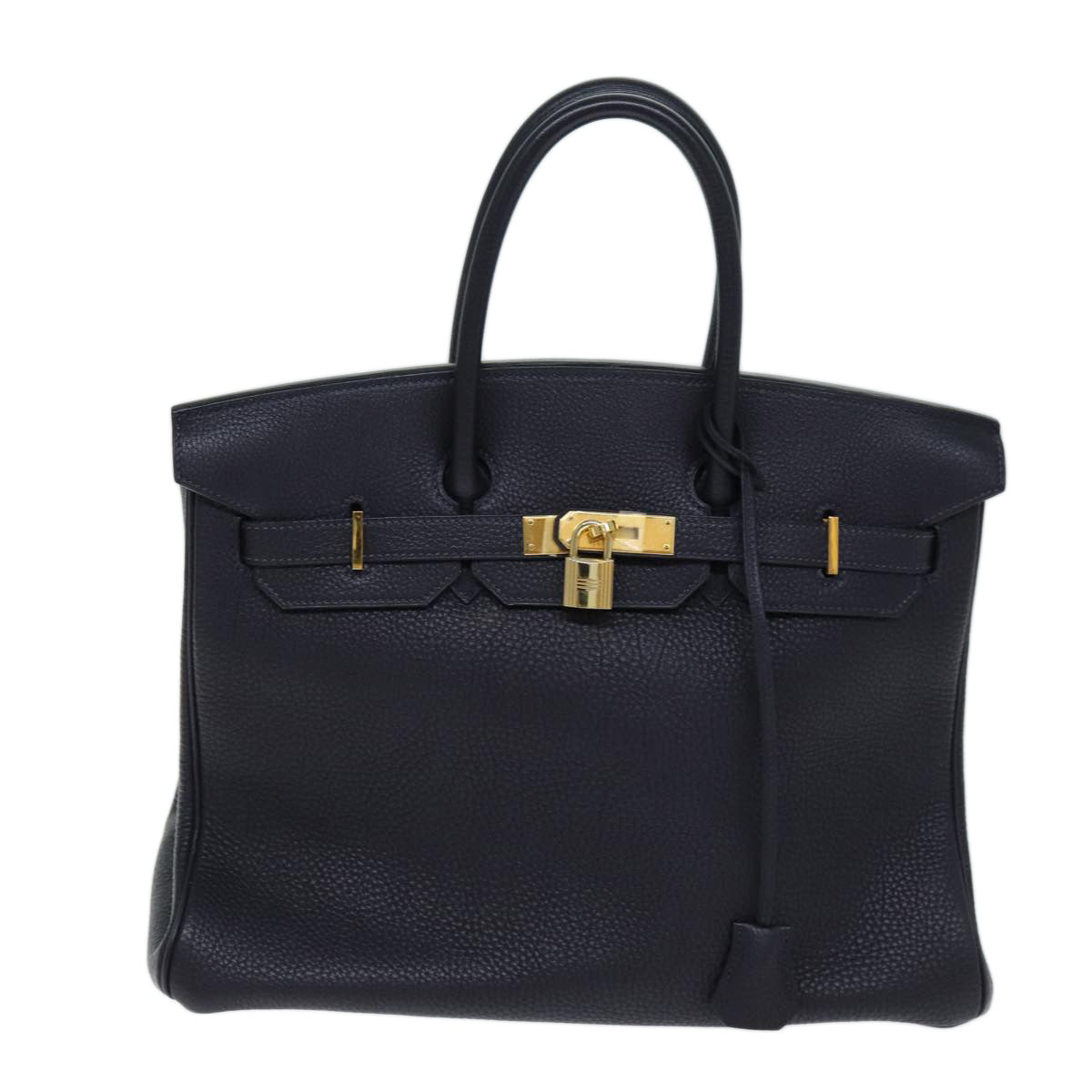 HERMES Birkin 35 Hand Bag Leather Navy Auth 72433S