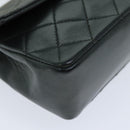 CHANEL Mini Matelasse Turn Lock Chain Bag Lamb Skin Black CC Auth 72435AV-15