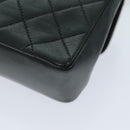 CHANEL Mini Matelasse Turn Lock Chain Bag Lamb Skin Black CC Auth 72435AV-16