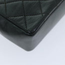 CHANEL Mini Matelasse Turn Lock Chain Bag Lamb Skin Black CC Auth 72435AV-17