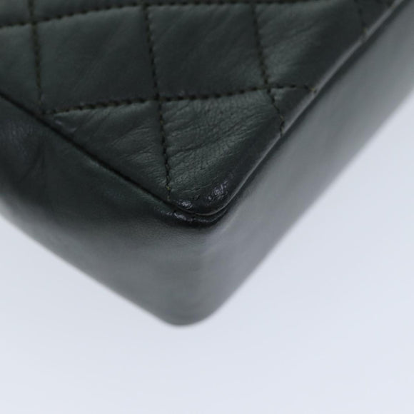 CHANEL Mini Matelasse Turn Lock Chain Bag Lamb Skin Black CC Auth 72435AV