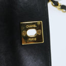 CHANEL Mini Matelasse Turn Lock Chain Bag Lamb Skin Black CC Auth 72435AV-9