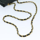 CHANEL Mini Matelasse Turn Lock Chain Bag Lamb Skin Black CC Auth 72435AV-7
