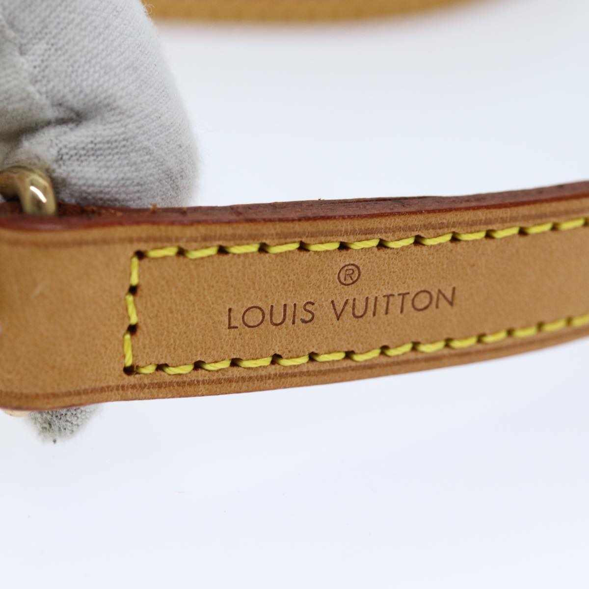 LOUIS VUITTON Shoulder Strap Leather 43.7"" Beige LV Auth 72437