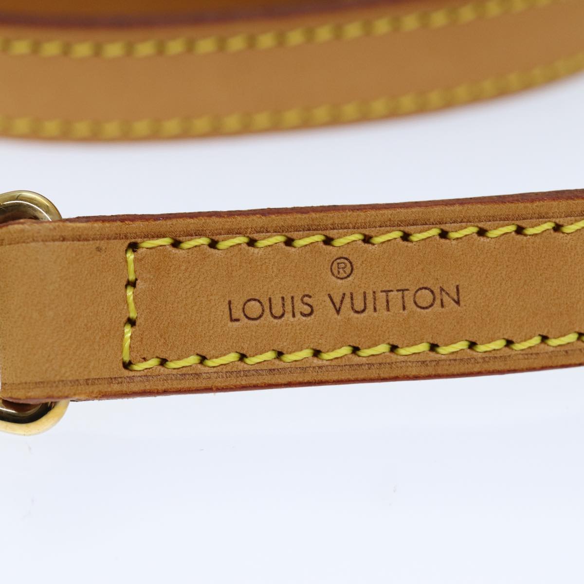 LOUIS VUITTON Shoulder Strap Leather 35.8"" Beige LV Auth 72438