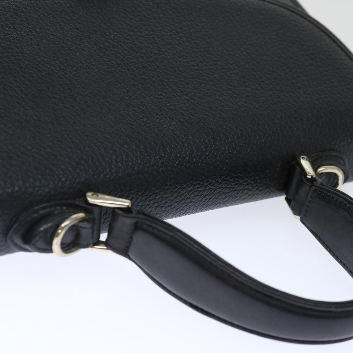Burberrys Hand Bag Leather Black Auth 72442