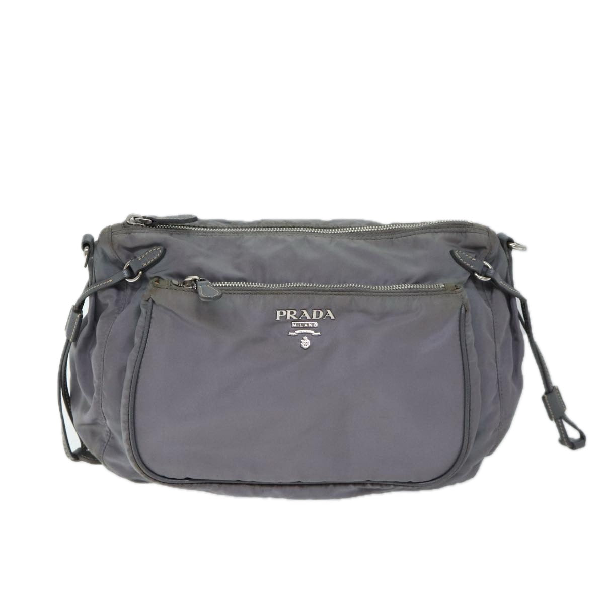 PRADA Shoulder Bag Nylon Gray Auth 72444