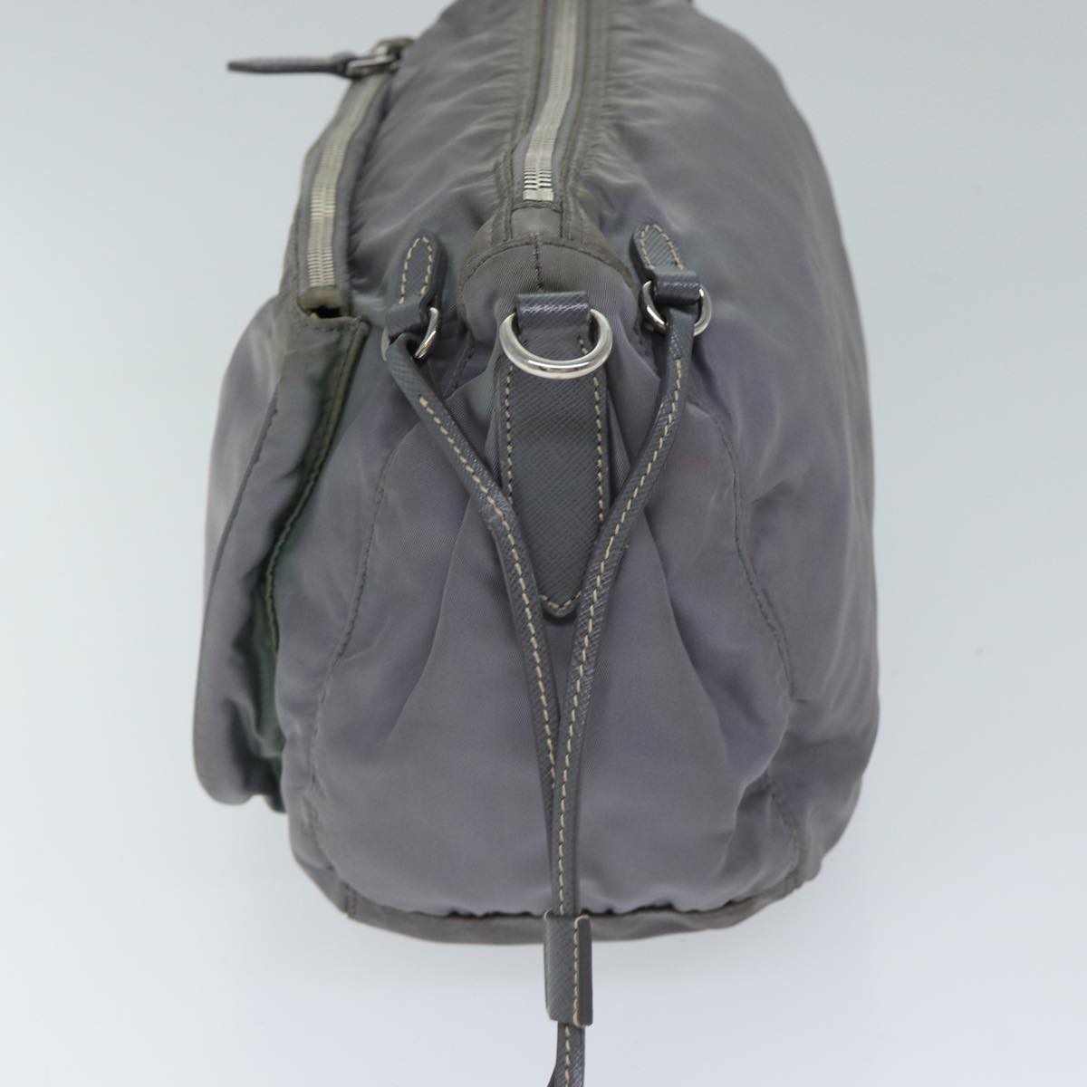 PRADA Shoulder Bag Nylon Gray Auth 72444