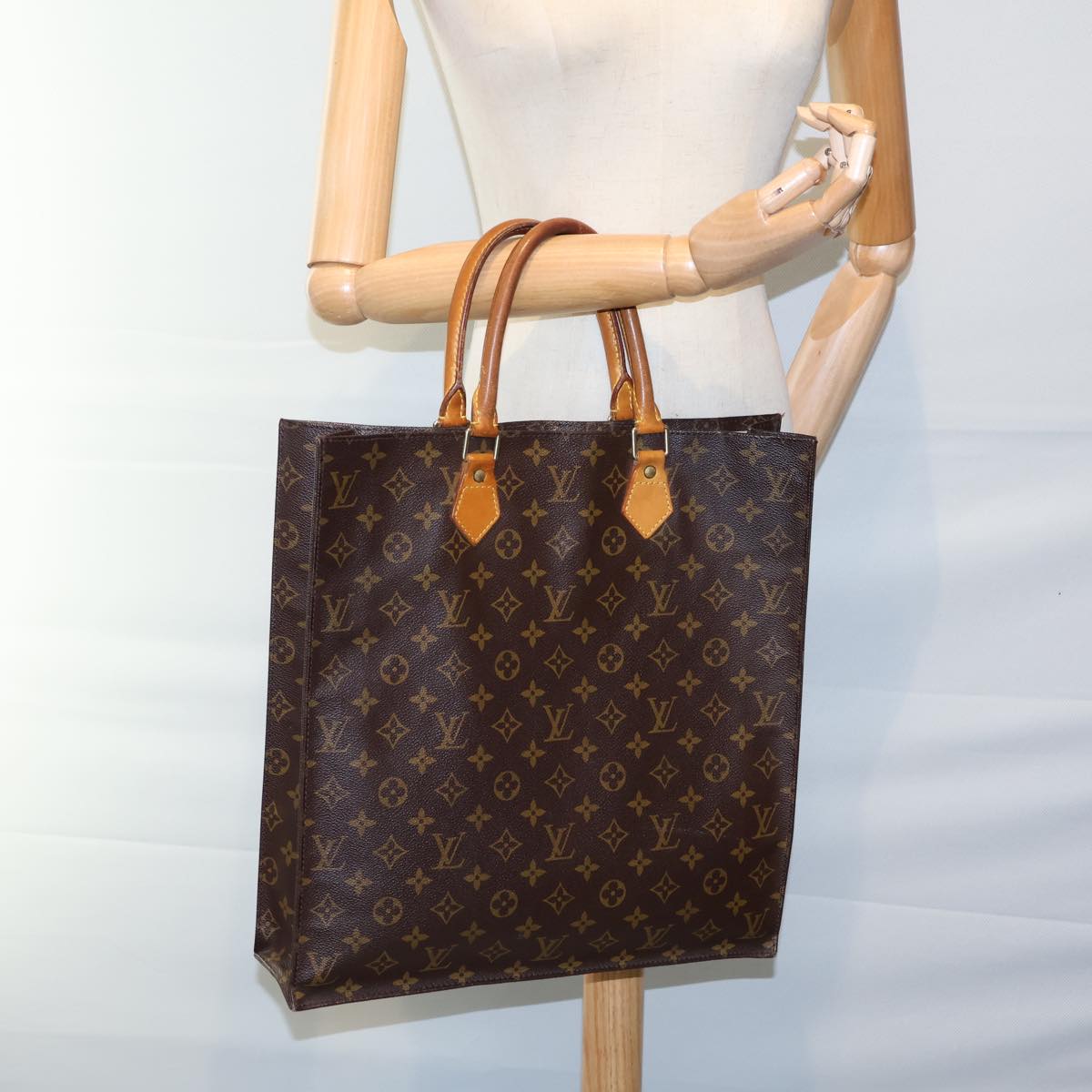 LOUIS VUITTON Monogram Sac Plat Hand Bag M51140 LV Auth 72455