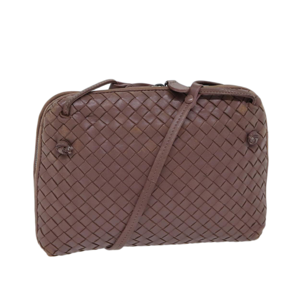 BOTTEGA VENETA INTRECCIATO Shoulder Bag Leather Pink Auth 72460