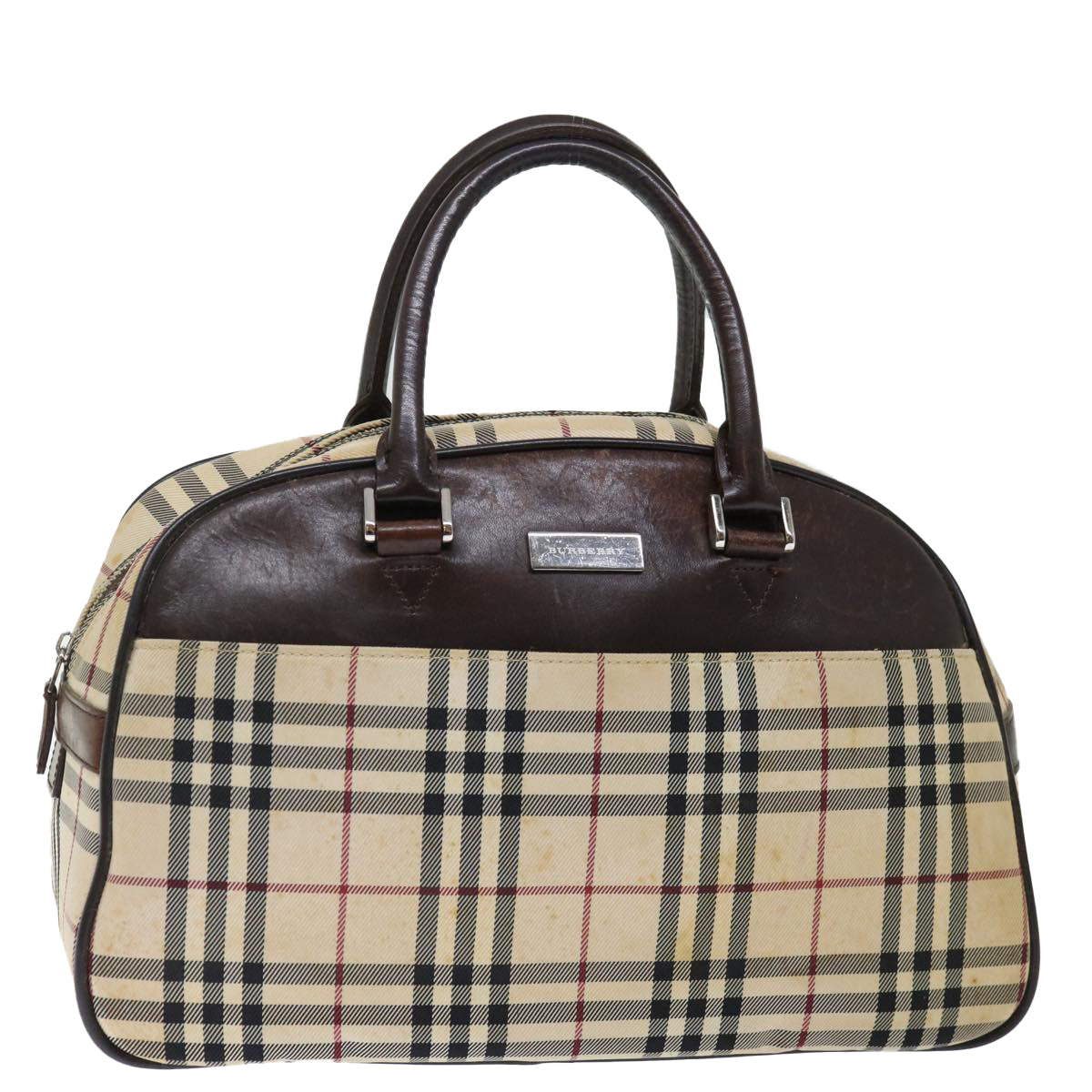 BURBERRY Nova Check Hand Bag Canvas Beige Auth 72464