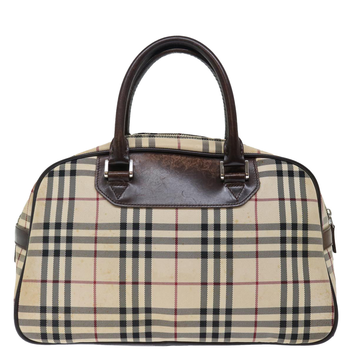 BURBERRY Nova Check Hand Bag Canvas Beige Auth 72464 - 0