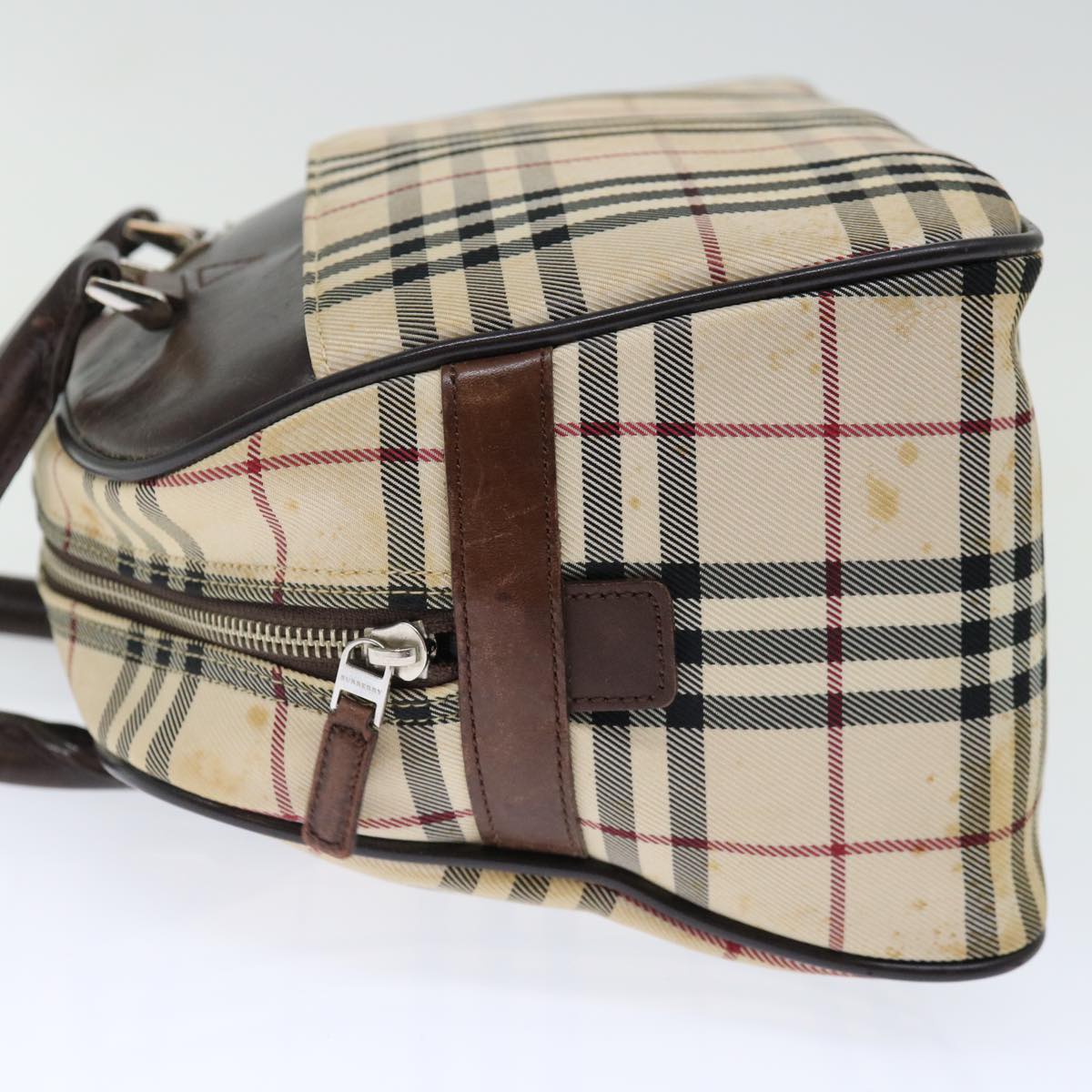 BURBERRY Nova Check Hand Bag Canvas Beige Auth 72464