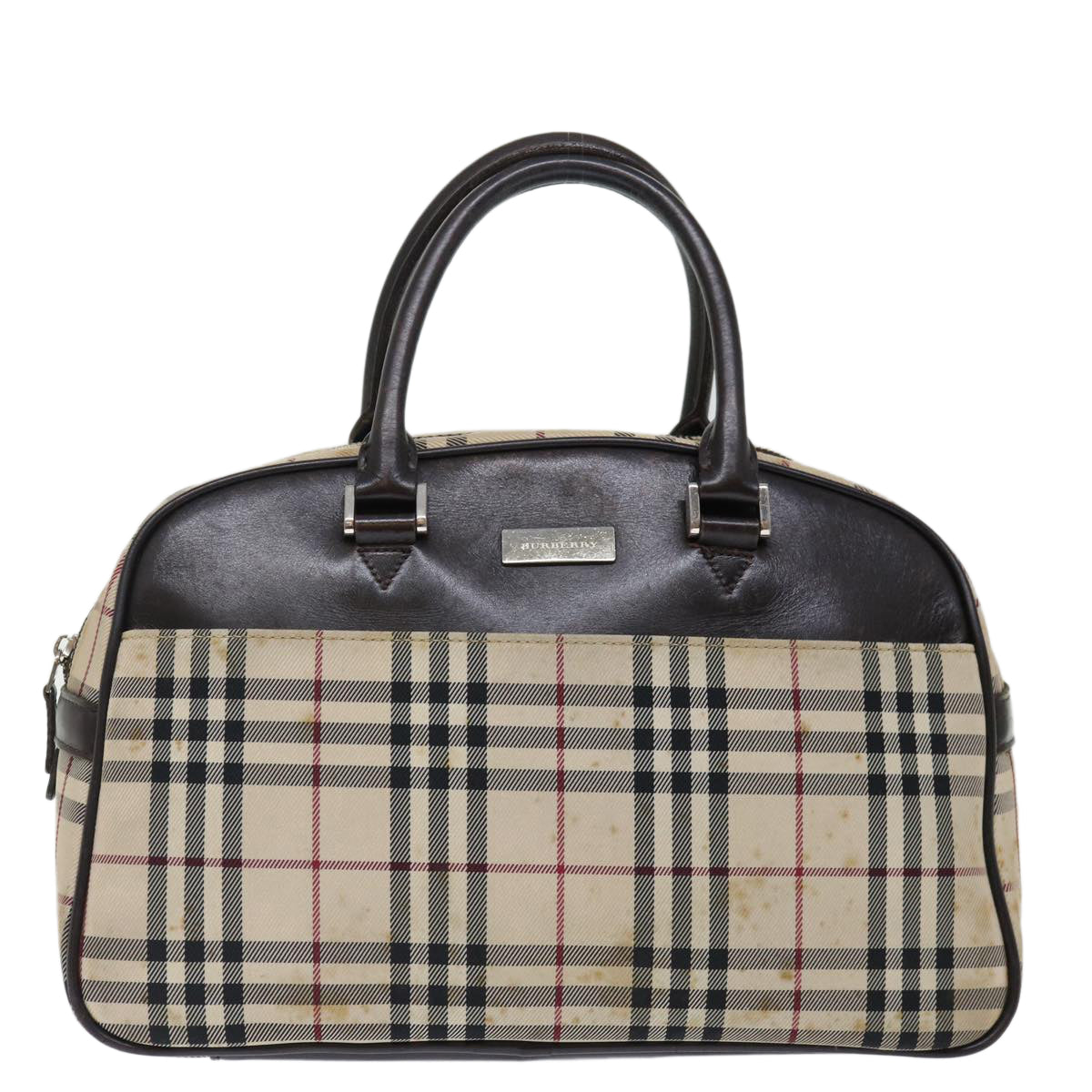 BURBERRY Nova Check Hand Bag Canvas Beige Auth 72471