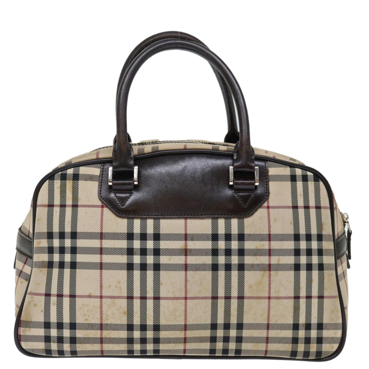 BURBERRY Nova Check Hand Bag Canvas Beige Auth 72471