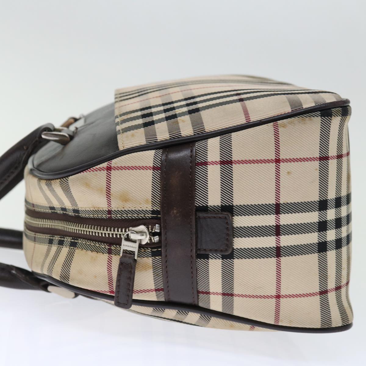 BURBERRY Nova Check Hand Bag Canvas Beige Auth 72471