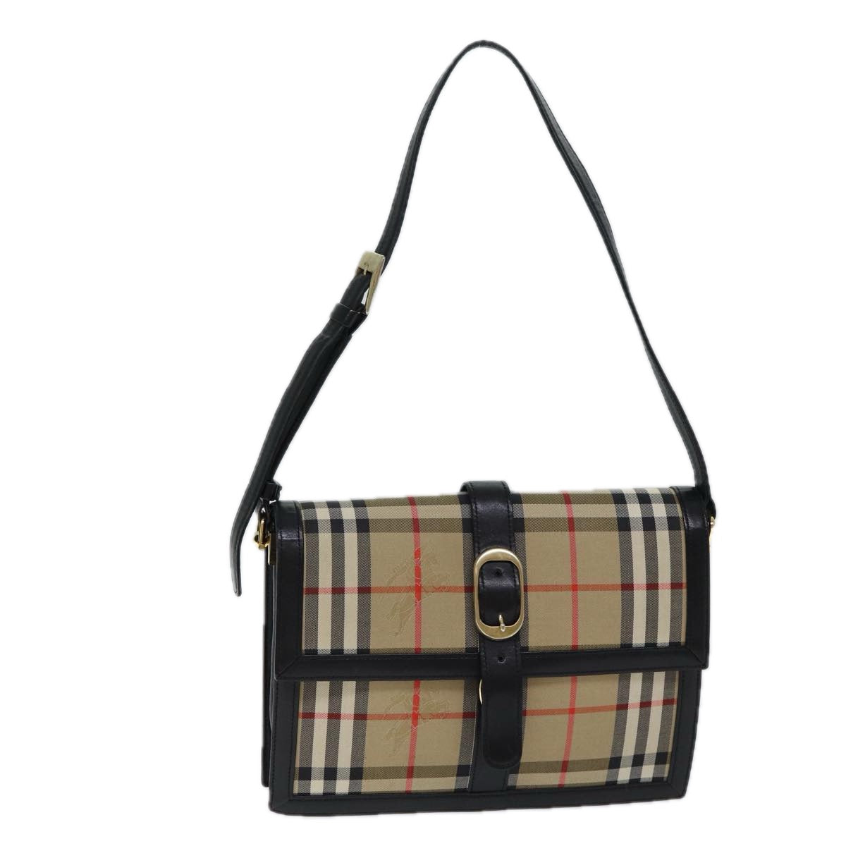 BURBERRY Nova Check Shoulder Bag Canvas Beige Auth 72479