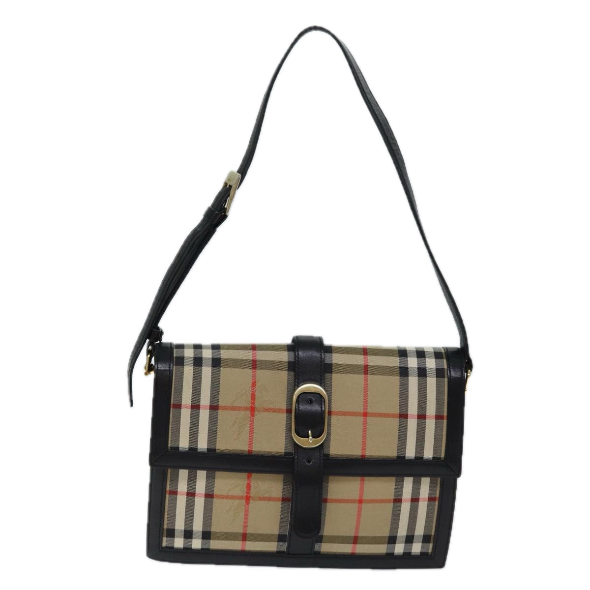 BURBERRY Nova Check Shoulder Bag Canvas Beige Auth 72479