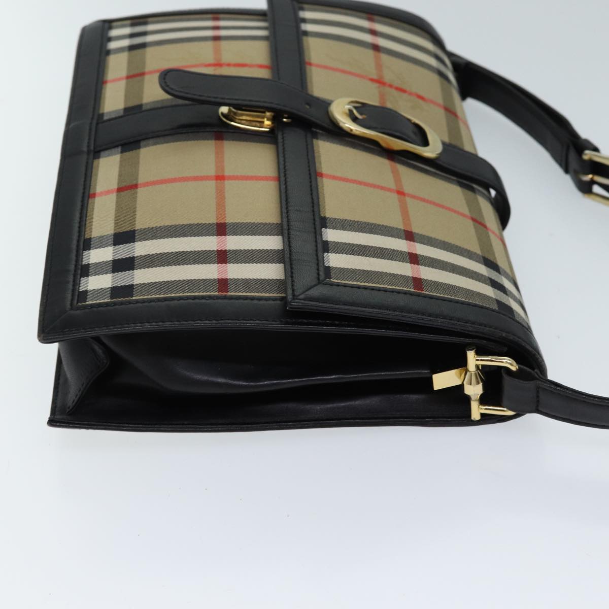 BURBERRY Nova Check Shoulder Bag Canvas Beige Auth 72479