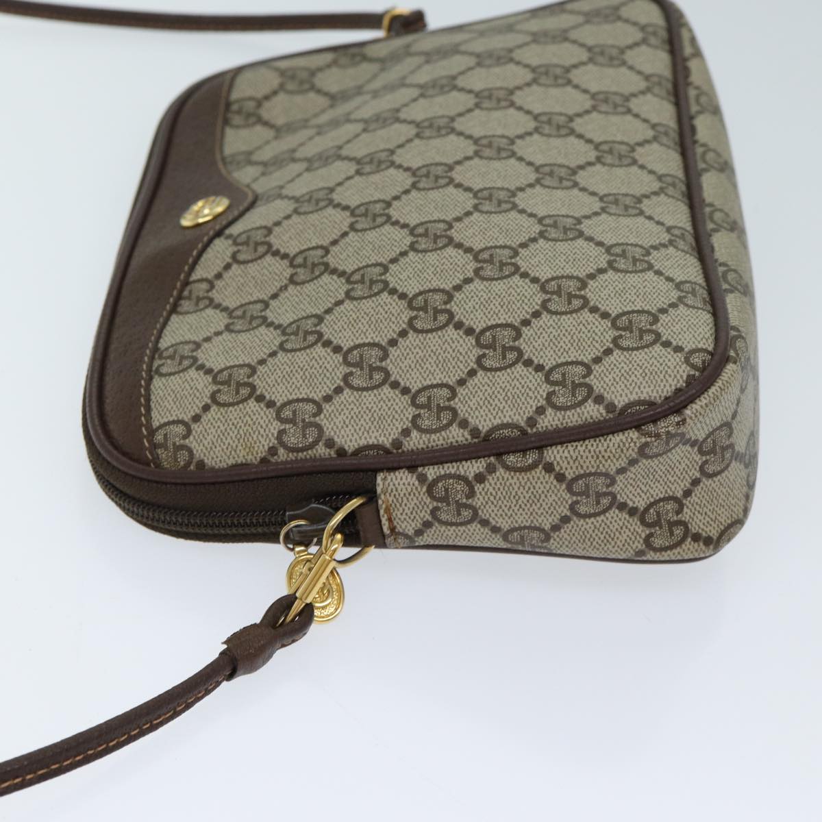 GUCCI GG Supreme Shoulder Bag PVC Beige 97 02 068 Auth 72481