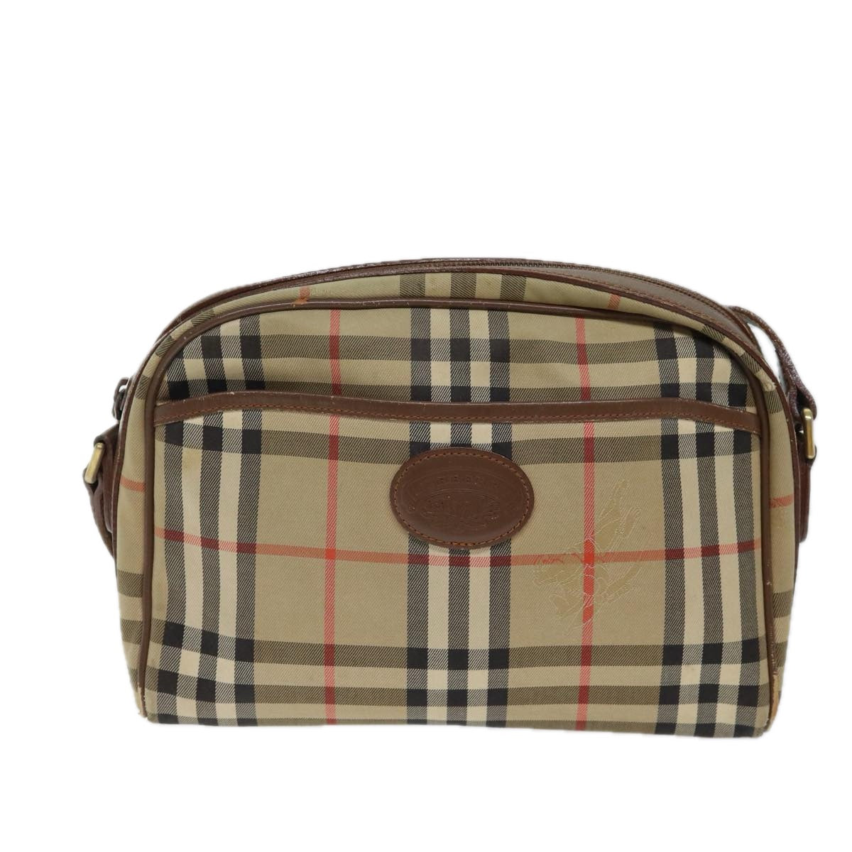 BURBERRY Nova Check Shoulder Bag Canvas Beige Auth 72502