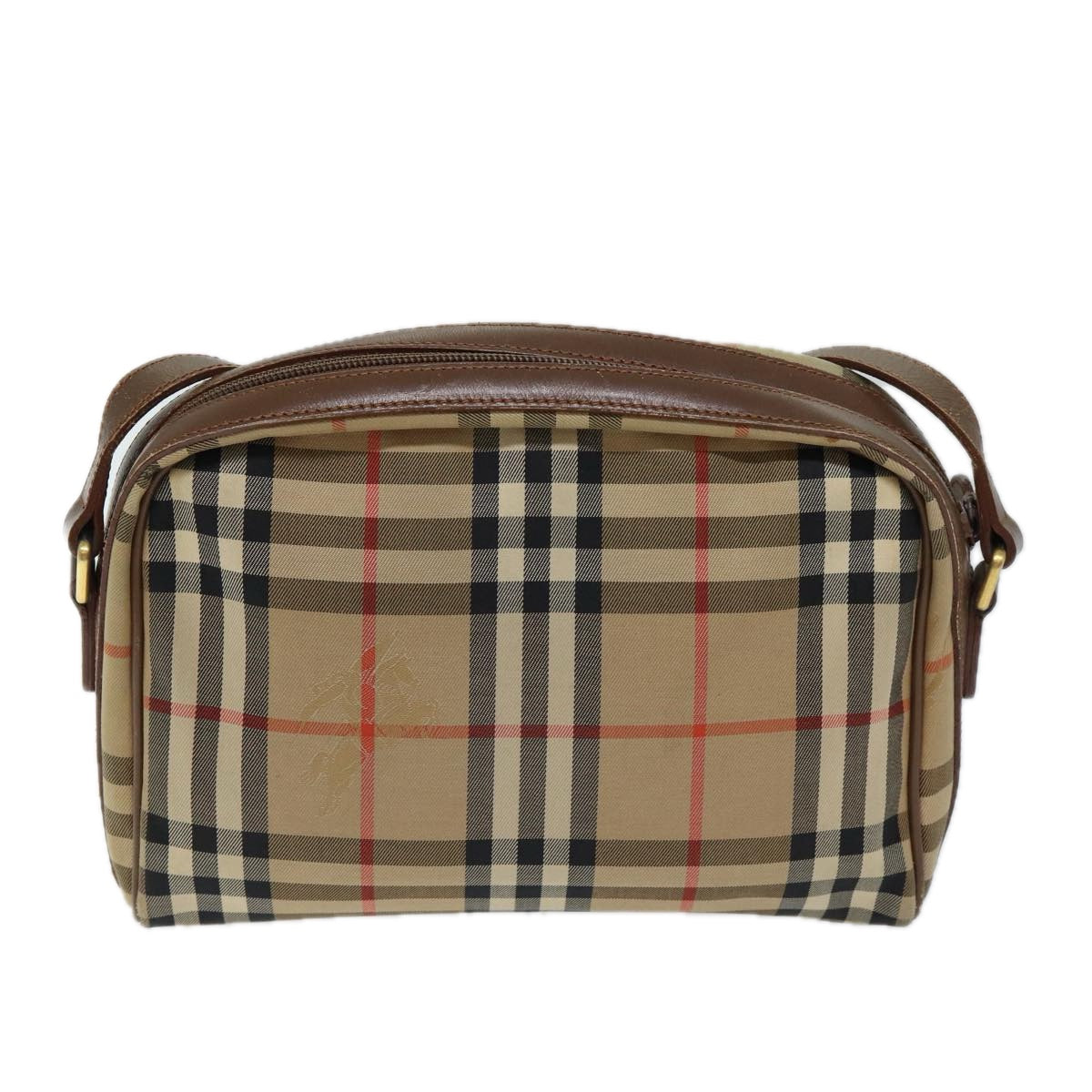 BURBERRY Nova Check Shoulder Bag Canvas Beige Auth 72502 - 0