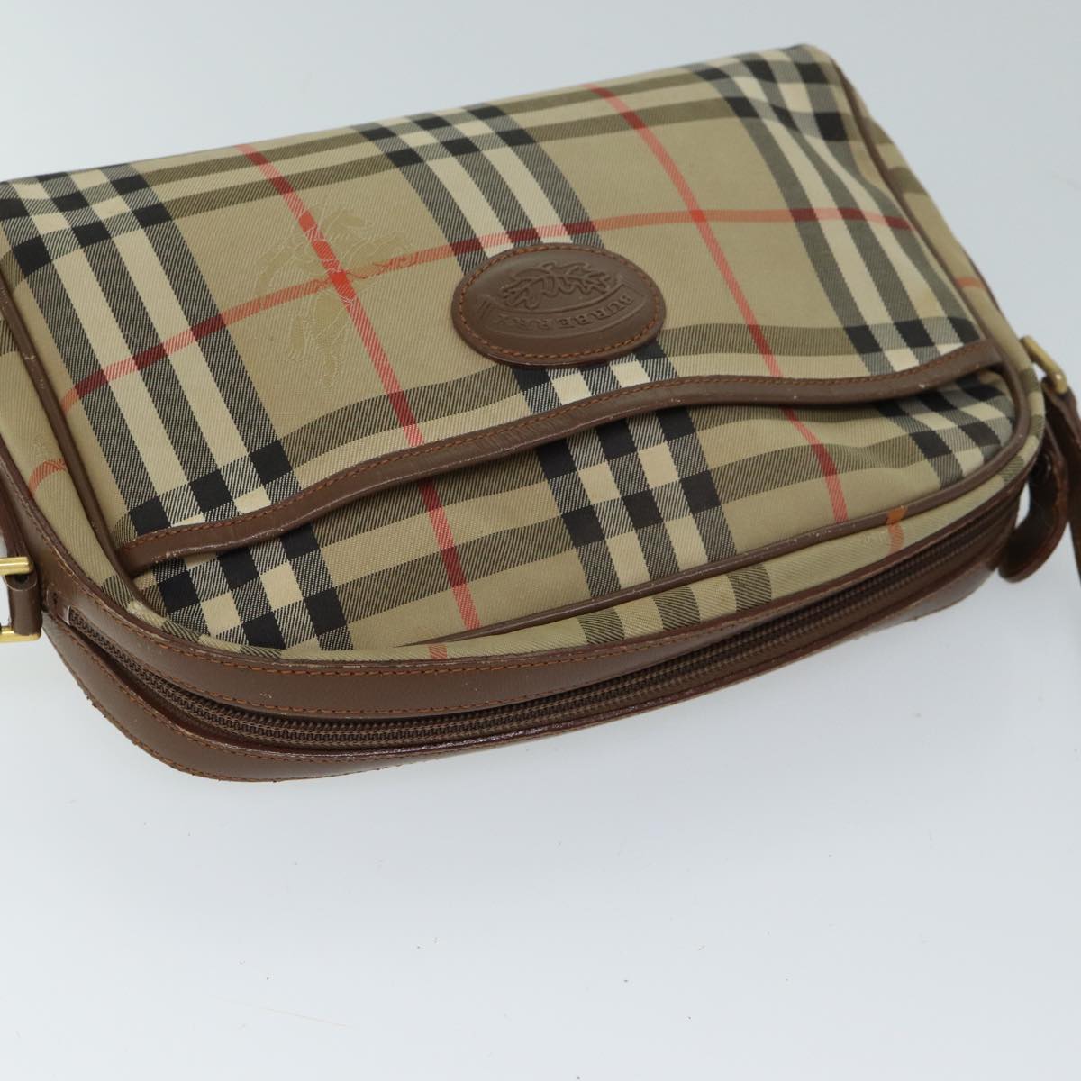 BURBERRY Nova Check Shoulder Bag Canvas Beige Auth 72502