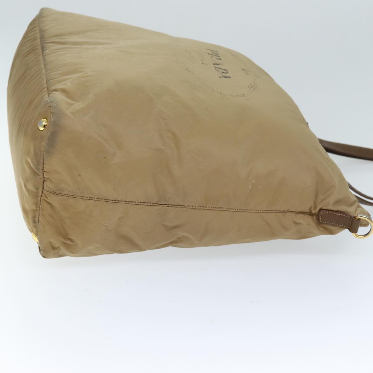 PRADA Tote Bag Nylon 2way Beige Auth 72541