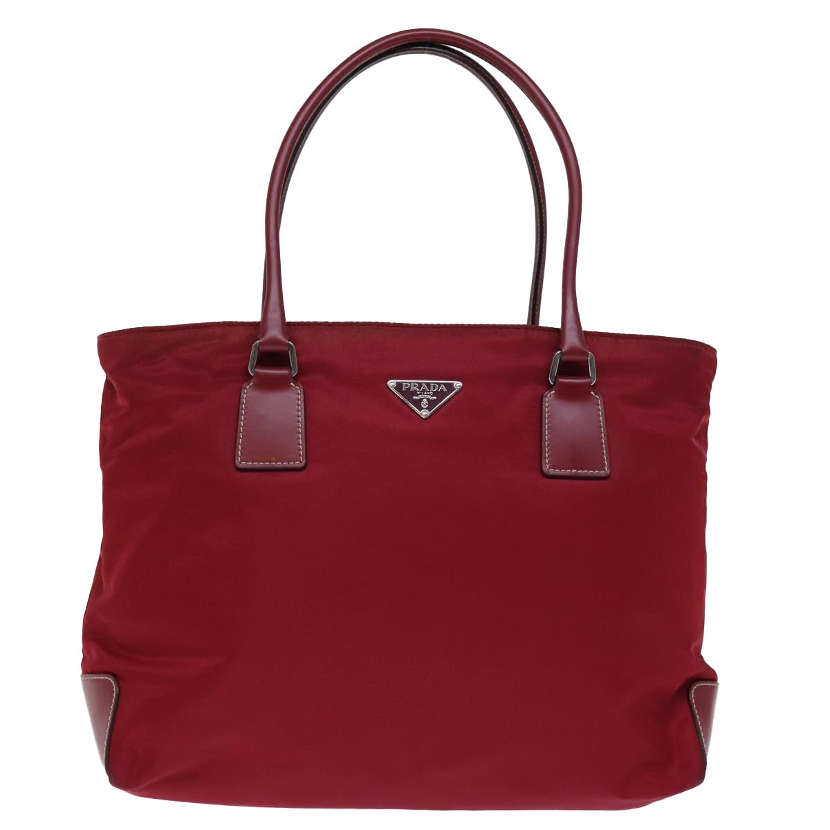 PRADA Hand Bag Nylon Red Auth 72552