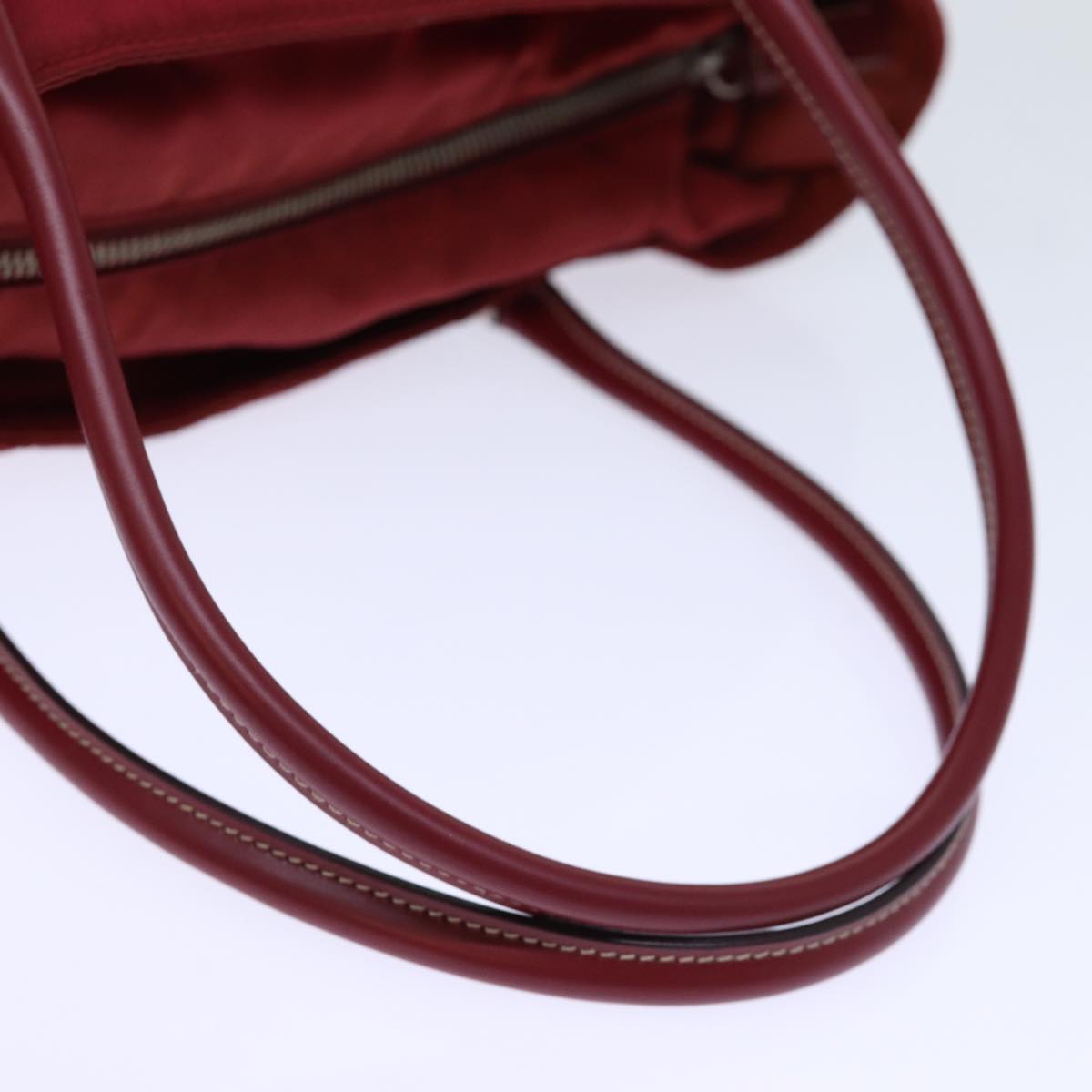 PRADA Hand Bag Nylon Red Auth 72552