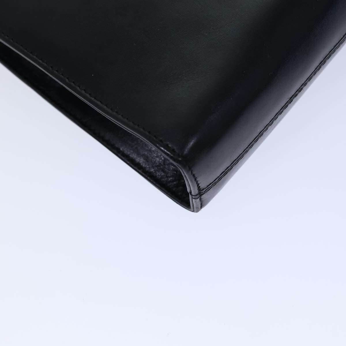 Salvatore Ferragamo Gancini Chain Shoulder Bag Leather Black Auth 72563