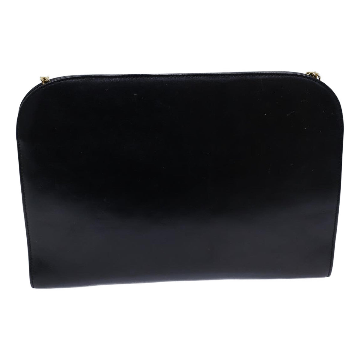 Salvatore Ferragamo Gancini Chain Shoulder Bag Leather Black Auth 72563