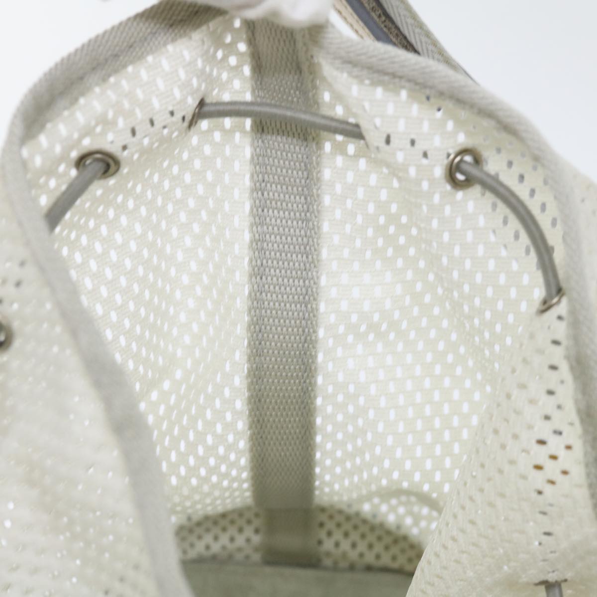 PRADA Mesh Shoulder Bag Nylon White Yellow Auth 72589