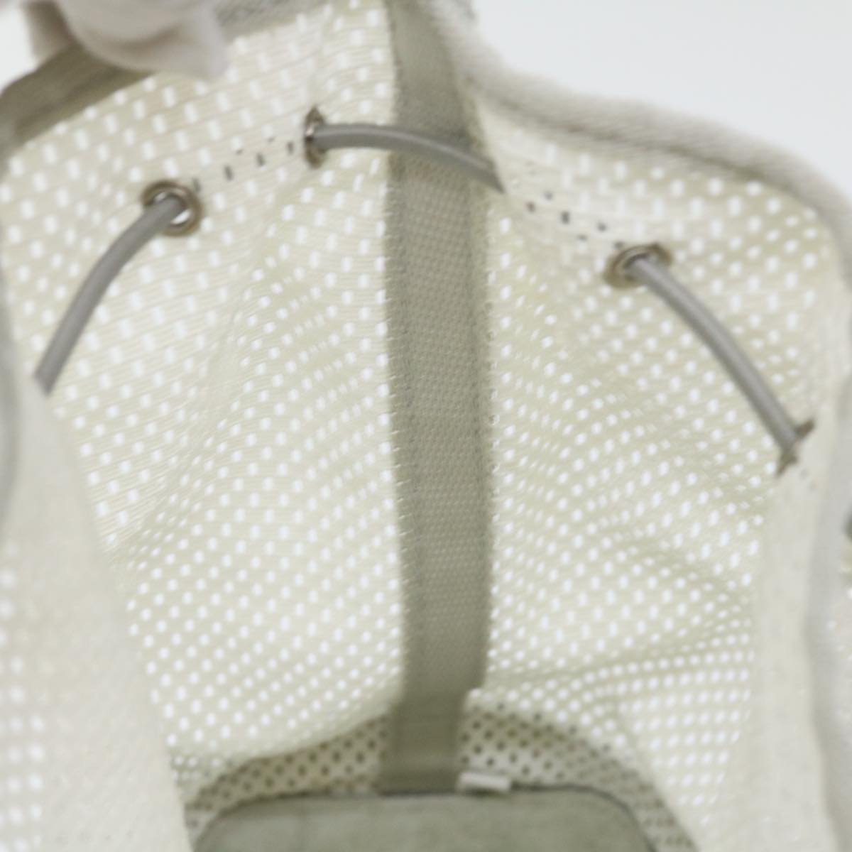 PRADA Mesh Shoulder Bag Nylon White Yellow Auth 72589