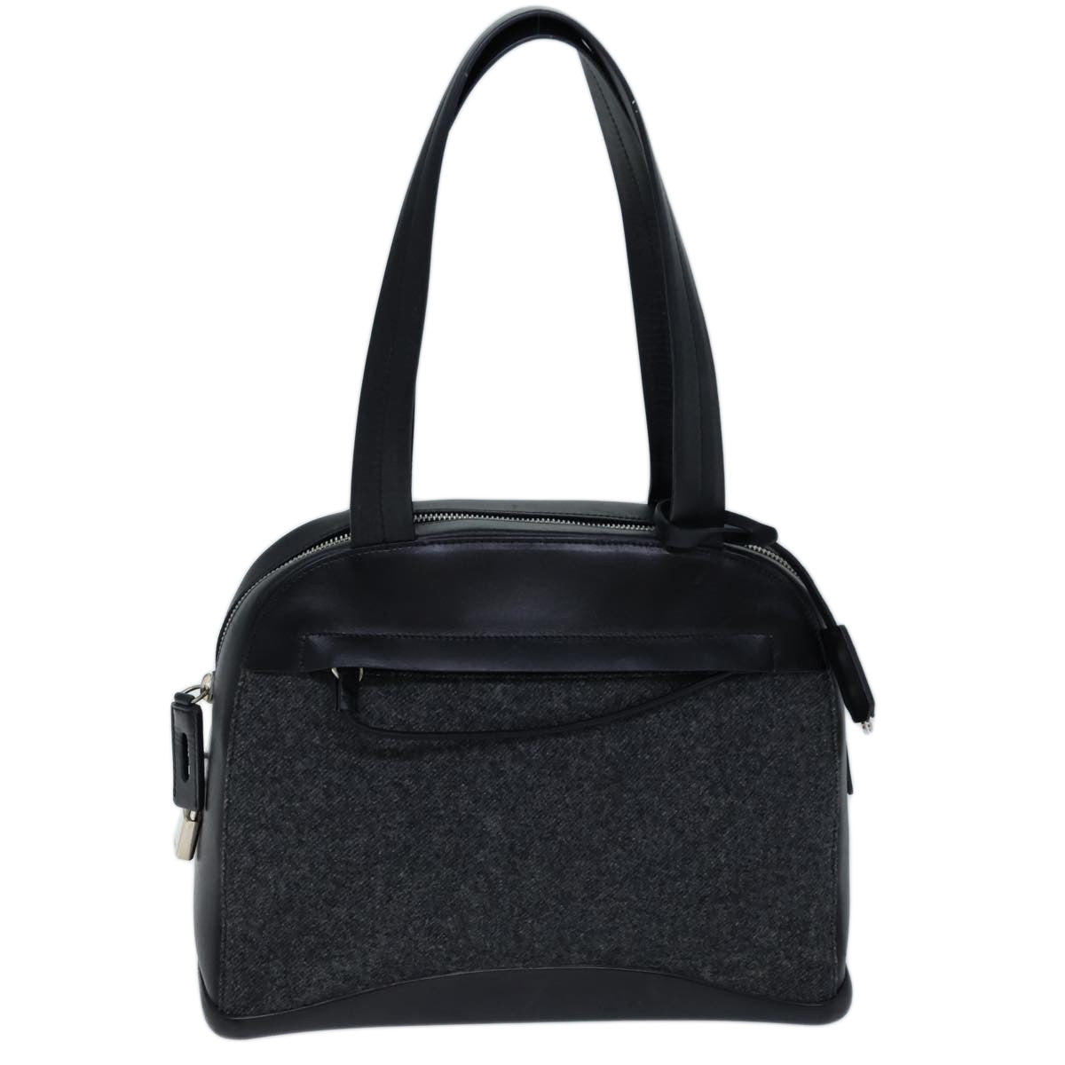 PRADA Shoulder Bag Wool Gray Auth 72599 - 0