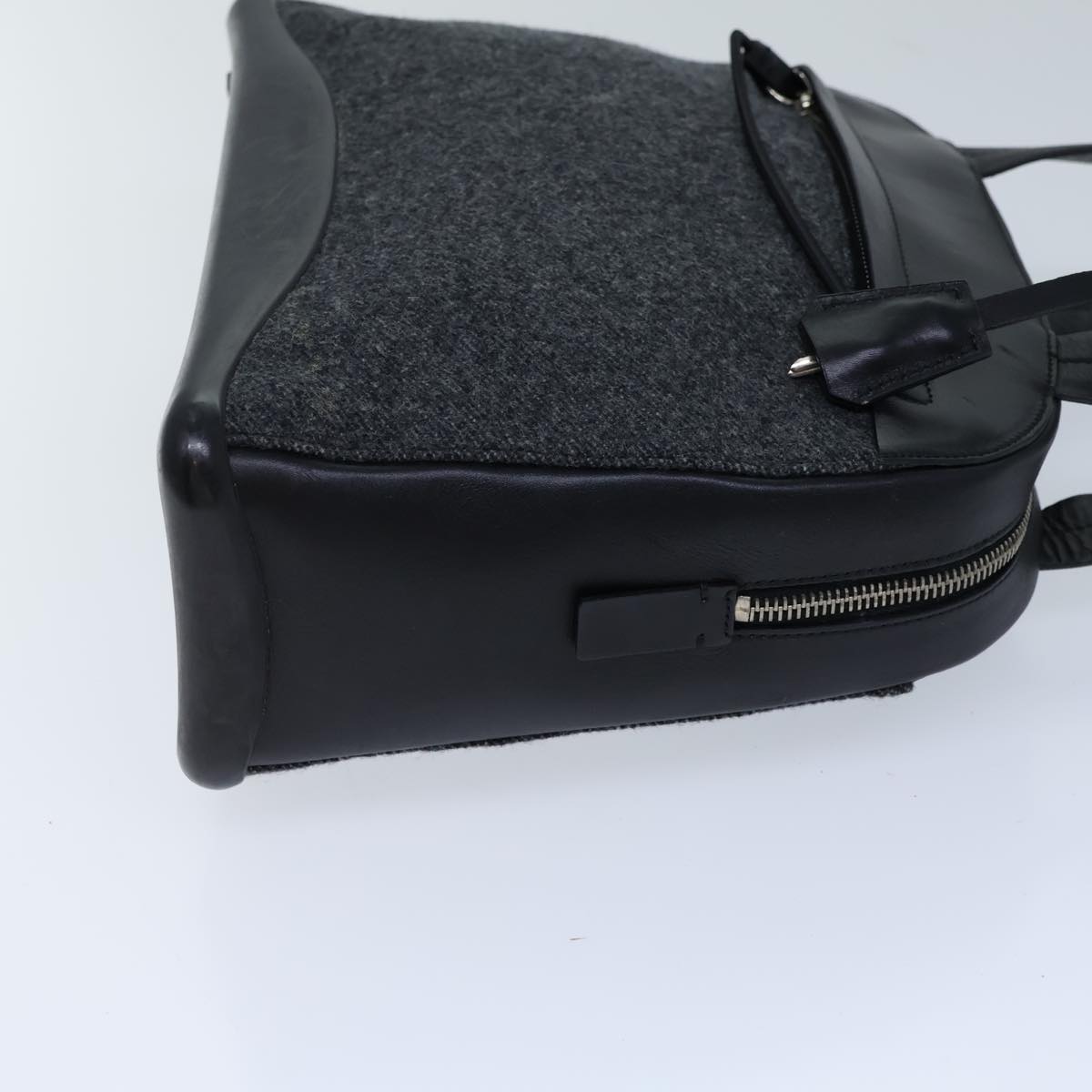 PRADA Shoulder Bag Wool Gray Auth 72599