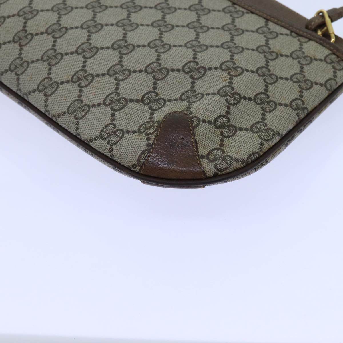 GUCCI GG Supreme Web Sherry Line Shoulder Bag Beige Green 904 02 026 Auth 72608